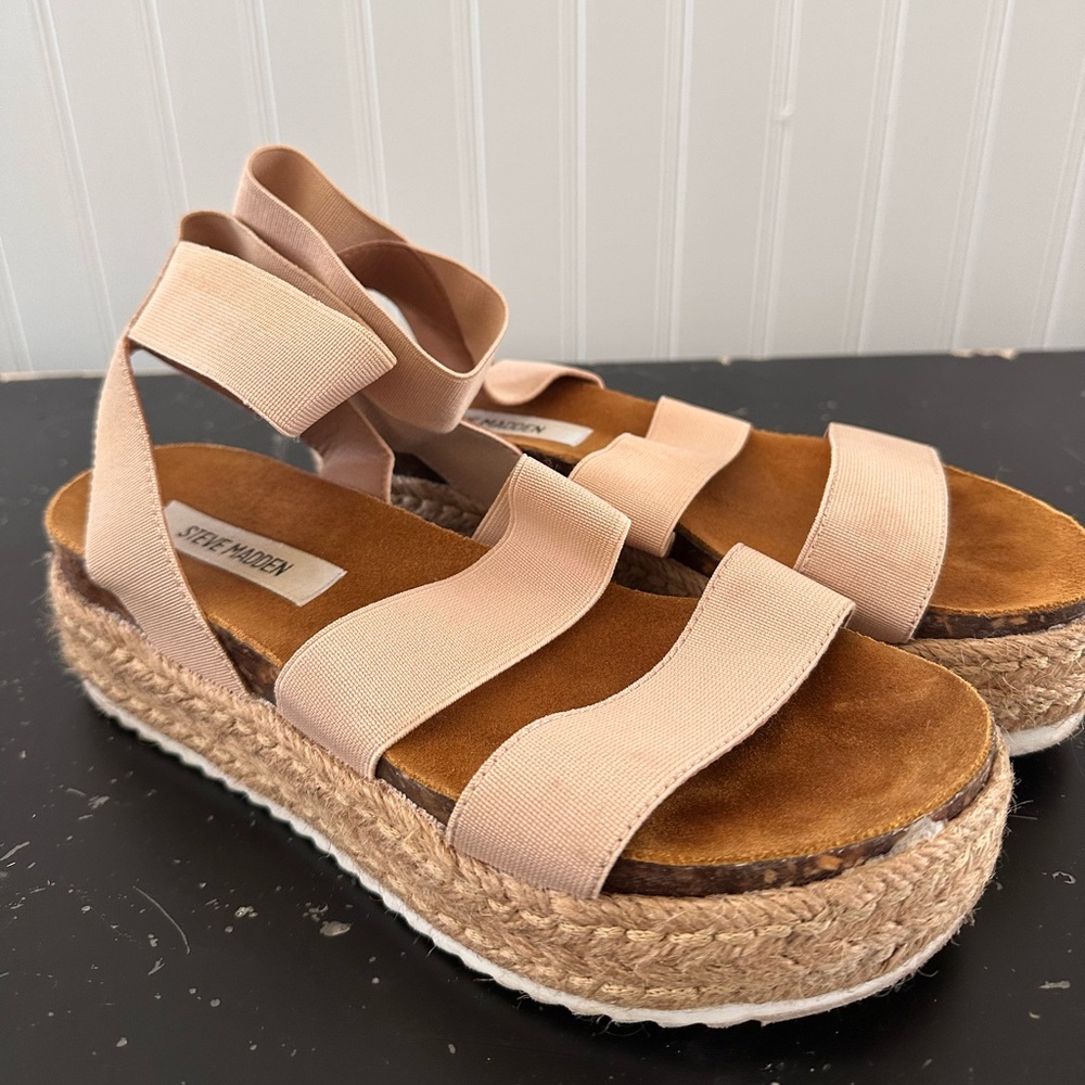 Steve Madden Kimme Wedge Sandals - Tan - W8